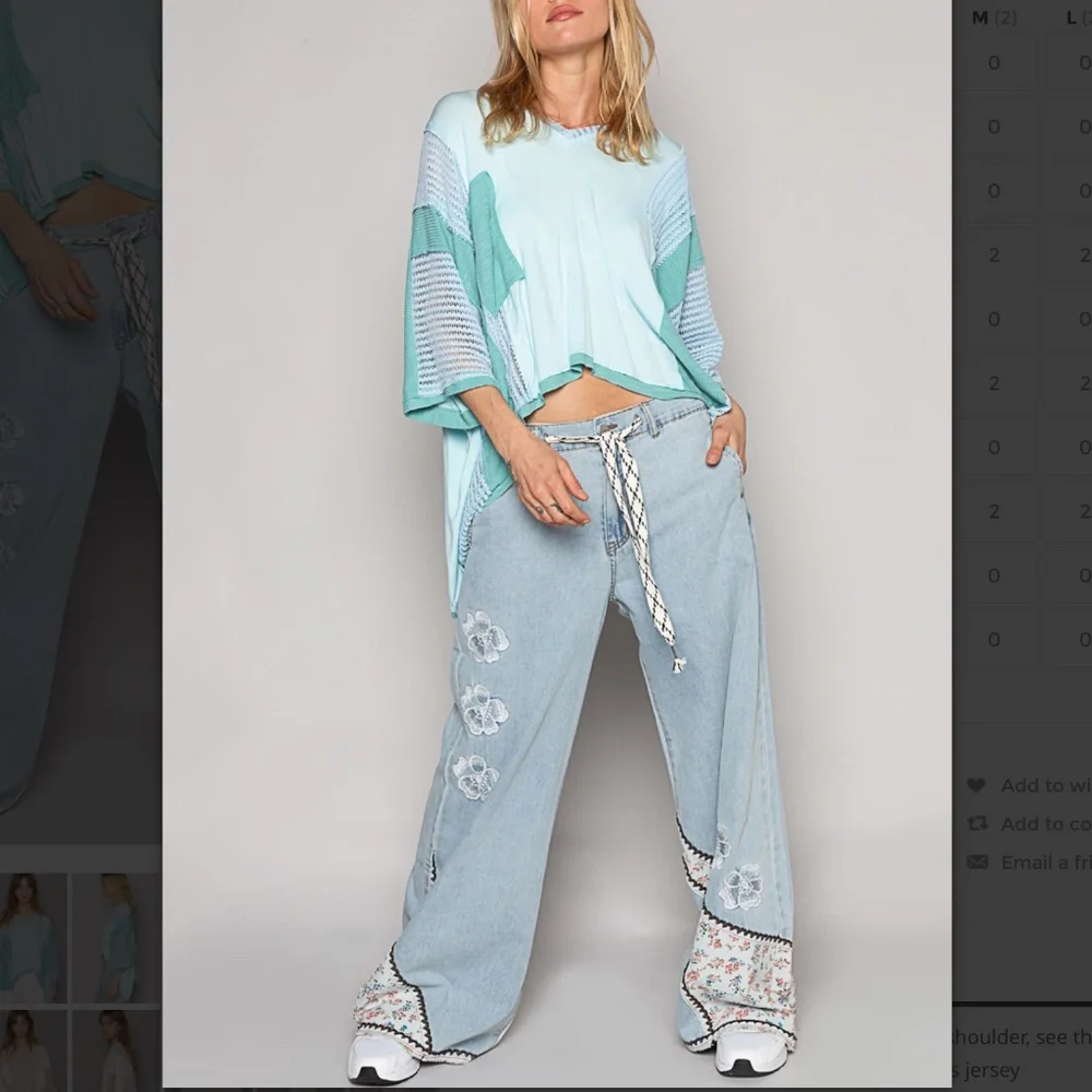 POL “ Plymouth “ POL Relaxed Fit V-Neck Top with Crochet Detail BR28 - Picture 7 of 8